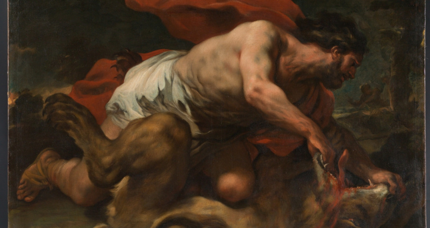 Samson a lev, obraz Luky Giordana (kolem 1694–1696)